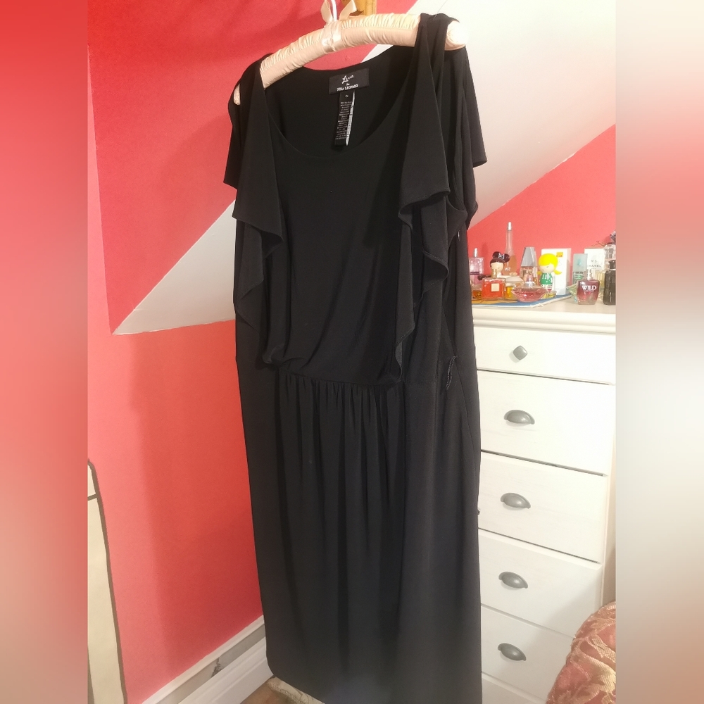 Lennie for nina Leonard 2xl beautiful midi classic black dress